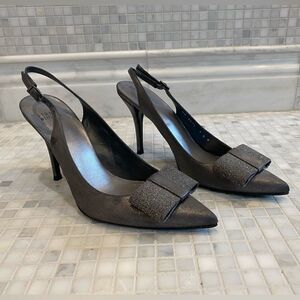 Stuart Weitzman Silver Slingback with Bow